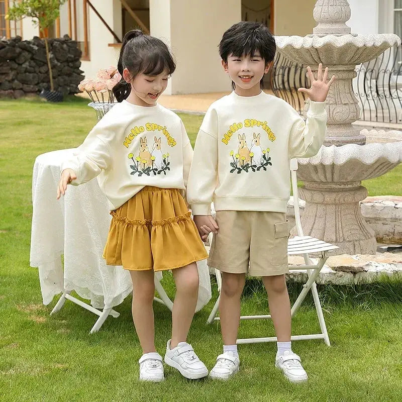 Family Matching Clothes Sets for Couple Mother and Daughter Tops Skirts Two Piece Outfits Father and Son Sweatshirts Shorts Suit