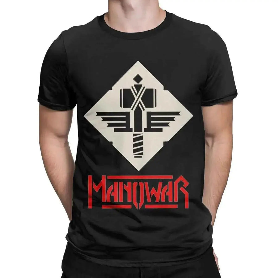 Herren T-Shirt Baumwolle Manowars Casual Kurzarm O-Neck Tops 4XL 5XL
