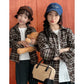 Equal Family Plaid Shirts Autumn Father Mother and Daughter Son Same Long Sleeve Tops Korean Vintage Parent-child Jacket Coat - Mein Shop