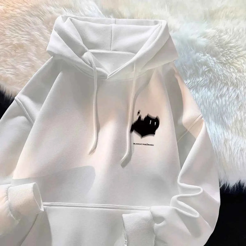 Hoodie Women's Trendy Brand Versatile Hong Kong Style High Street American Printed Top Autumn and Winter Coat