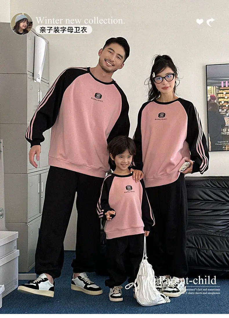 Parents and Children Warm Sweatshirts for The Whole Family Clothes Winter Father Mother and Son Daughter Thick Long Sleeve Tops - Mein Shop