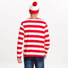 Waldo Book Week Fancy Dress Where's Wally Family Matching Parent-Child Costume Red White Stripe Shirt +Hat +Glasses Girls Boys - Mein Shop