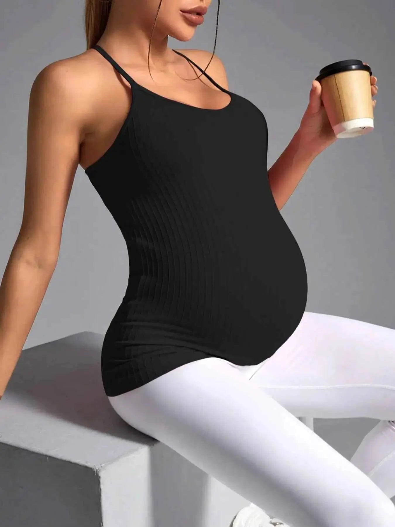 Sommer Schwangermode: Atmungsaktives ärmelloses Schwangerschaftsoberteil für werdende Mütter, lässige Umstandsmode