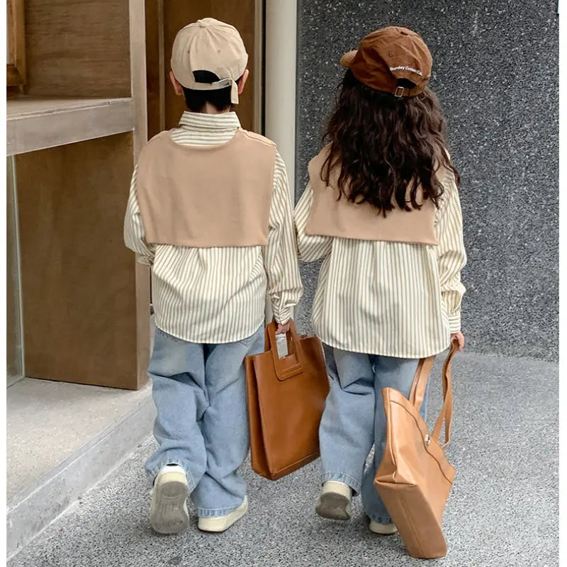 Family Matching Clothes 2024 Korea Spring Dad Mom and Baby Same Shirts for Women Fashion Clothing Children Boy Girl Plaid Blouse - Mein Shop
