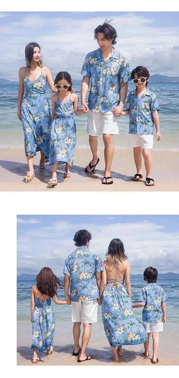 Beach Ware Clothes for Family Vacation 2025 Dad and Son Matching Shirts Oufits Sea Mom Daughter Equal Dresses Women Sexy Dress