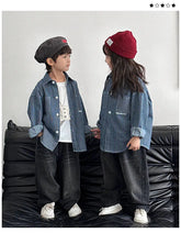 Family Cotton Denim Shirts Parent-child Fashion Clothes Mother and Daughter Jacket Korean Father and Son Same Stripe Coat Tops - Mein Shop