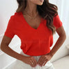 Women's Blouses T-shirt New Fashion Summer Pullover Tops White Short Sleeve Slim Fit V-Neck T-Shirt For Women Casual Clothing - Mein Shop