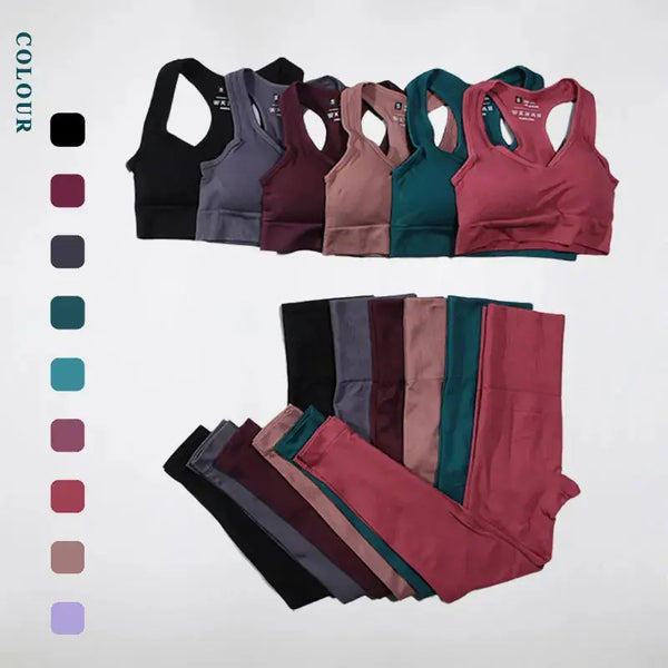 High Waist Elastic Seamless Yoga Wear Women Fitness Clothes Gym Clothing Workout Set Long Sleeve Crop Top Leggings Sports Suit - Mein Shop