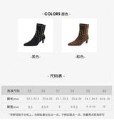 New Trend 2025 Autumn and Winter Rivet Fashion High Heel Chelsea Boots Pointed and Nude Boots High Heels Stiletto Western Boots