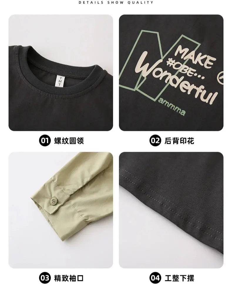 Fashion Family Long Sleeve T-shirt Parent-child Tee Korean Father Mother and Son Daughter Same Clothes Dad Mom and Baby Clothing - Mein Shop