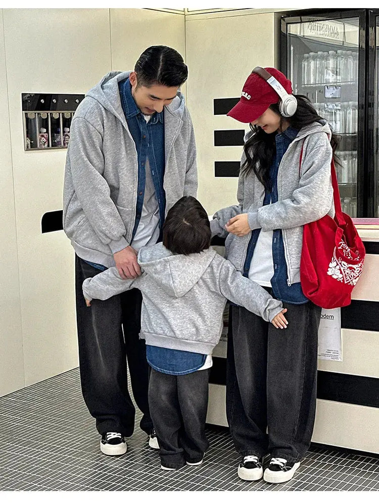 Winter Family Warm Jacket Parent-child Clothes Korea Fashion Father Mother and Daughter Son Baby Matching Thick Coat with Hooded - Mein Shop