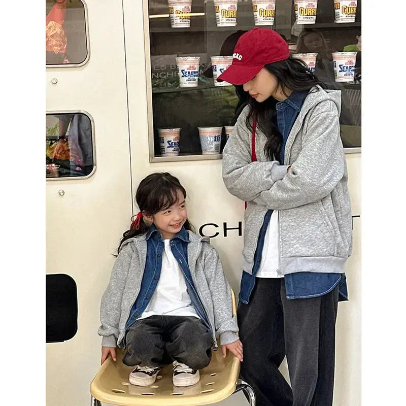 Winter Family Warm Jacket Parent-child Clothes Korea Fashion Father Mother and Daughter Son Baby Matching Thick Coat with Hooded - Mein Shop