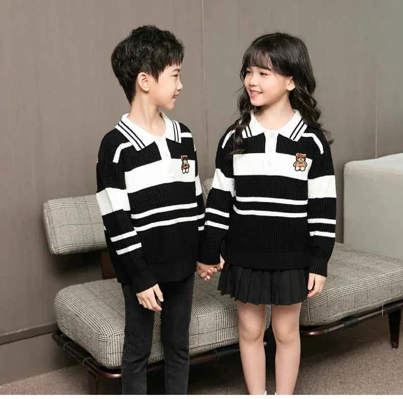 Sweater for The Whole Family Polo Knit Tops Fashion Mom and Daughter Child Girl Matching Jumper Dad and Son Baby Boy Knitwear