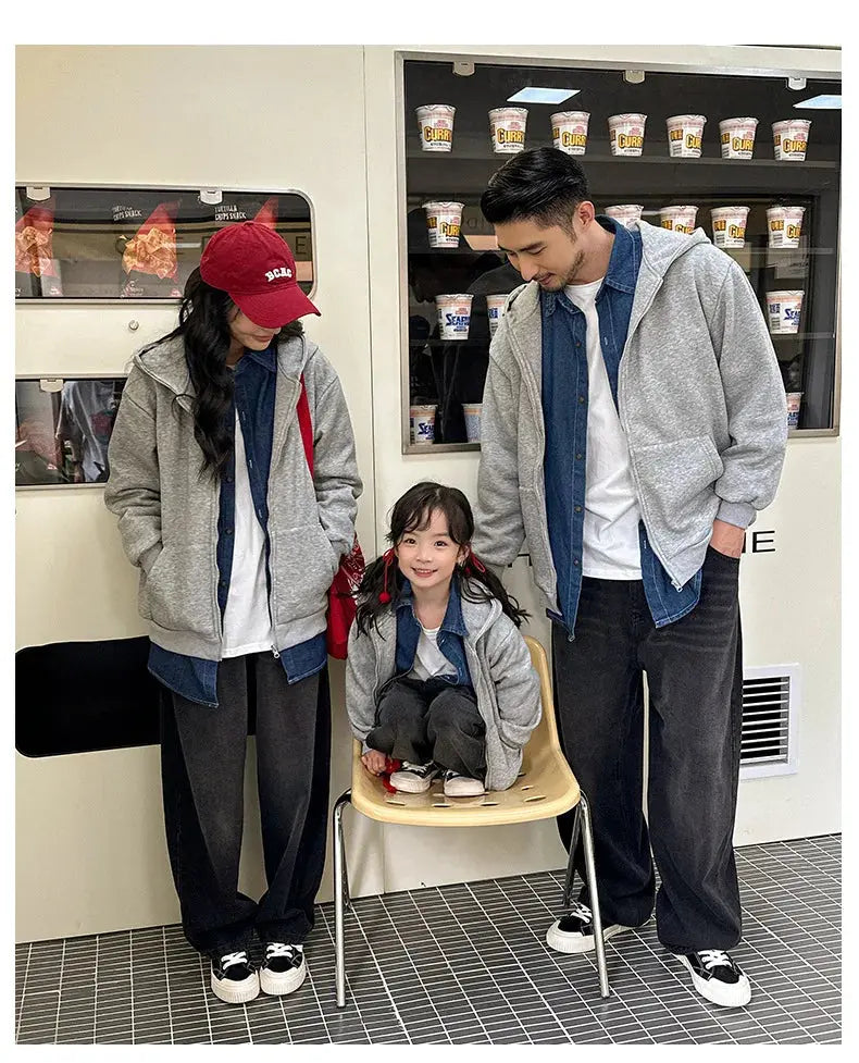 Winter Family Warm Jacket Parent-child Clothes Korea Fashion Father Mother and Daughter Son Baby Matching Thick Coat with Hooded - Mein Shop