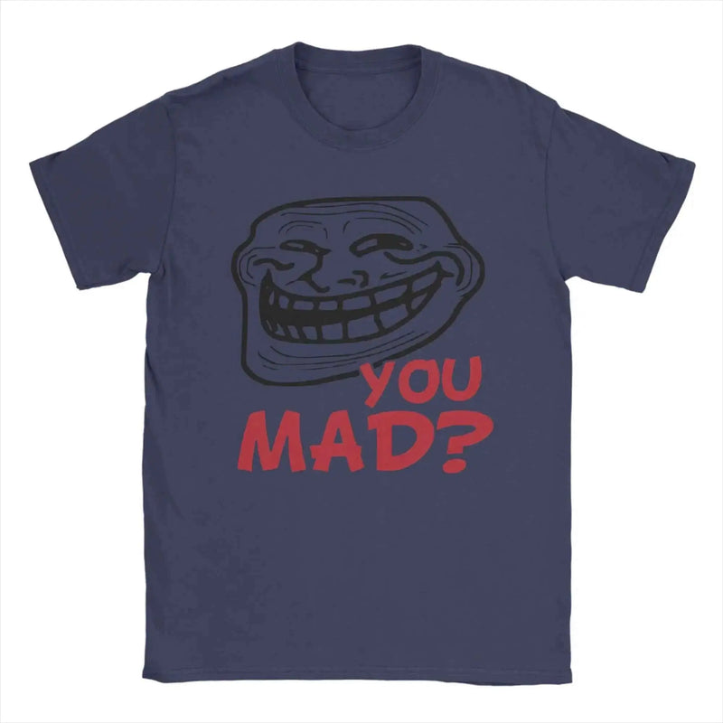 Men's T-Shirt You Mad Troll Face Memes Novelty Cotton Tee Shirt Short Sleeve Funny Humor T Shirt Crew Neck Tops Birthday Gift