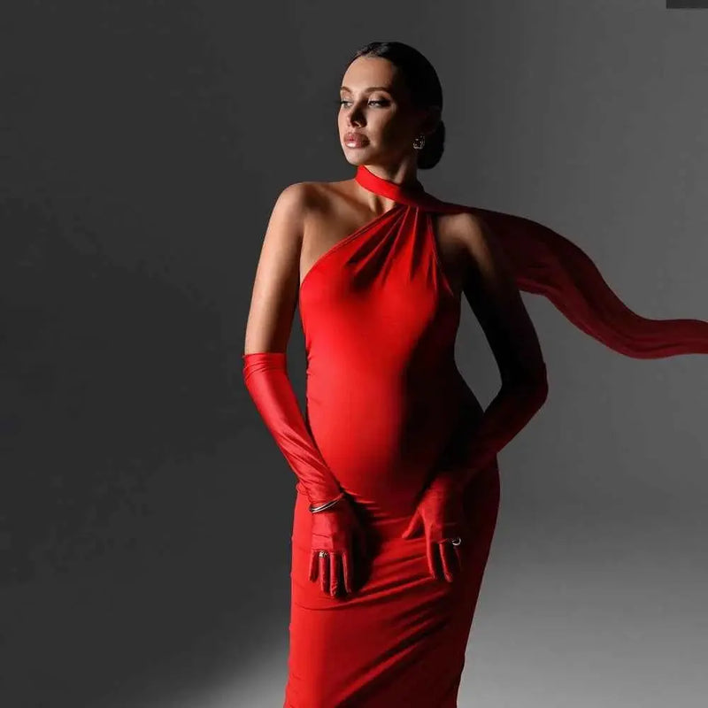 Schwangeres Abendkleid Fotoshooting – Sexy Rückenfreies Umstandskleid für die Babyparty und Schwangerschaftsfotografie