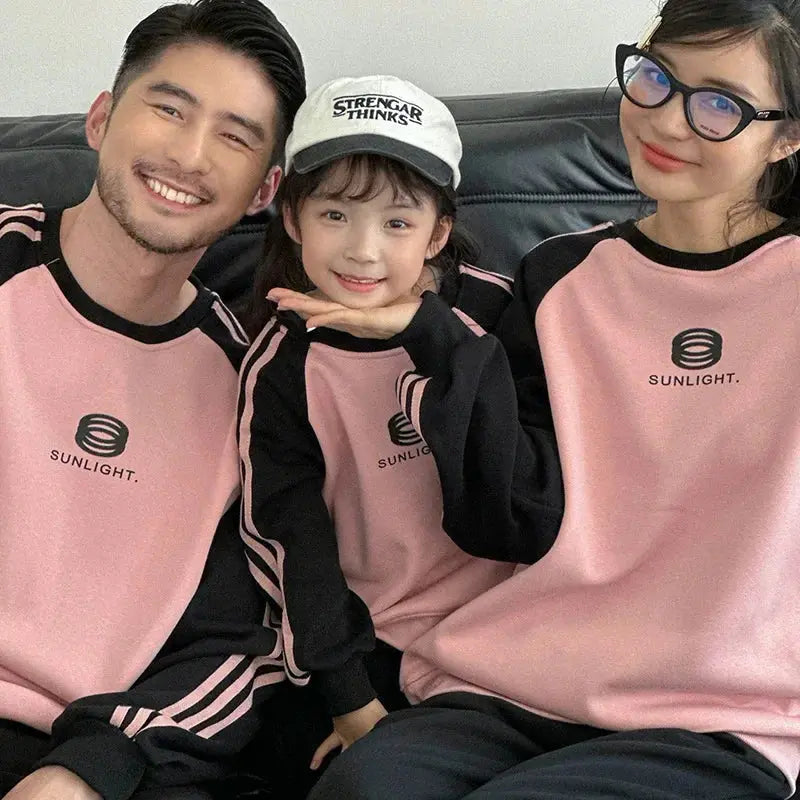 Parents and Children Warm Sweatshirts for The Whole Family Clothes Winter Father Mother and Son Daughter Thick Long Sleeve Tops - Mein Shop