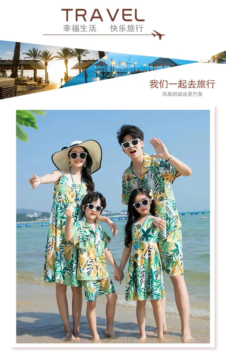 Family Fashion Beach Father and Son Outfits Vacation Look Mother Daughter Baby Girl Dress Holiday Parents and Children Clothes Mein Shop