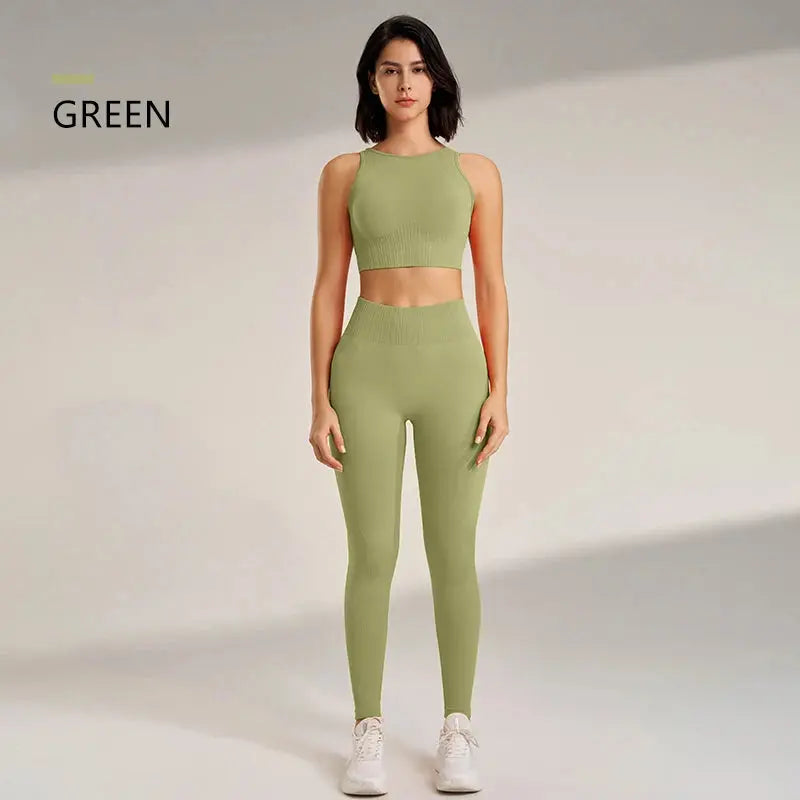 Yoga Clothing Set Women's High Waisted Leggings and Top Two Piece Seamless Fitness Exercise Clothing Fitness Workout Underwear - Mein Shop