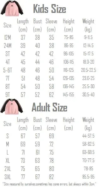Parents and Children Warm Sweatshirts for The Whole Family Clothes Winter Father Mother and Son Daughter Thick Long Sleeve Tops - Mein Shop