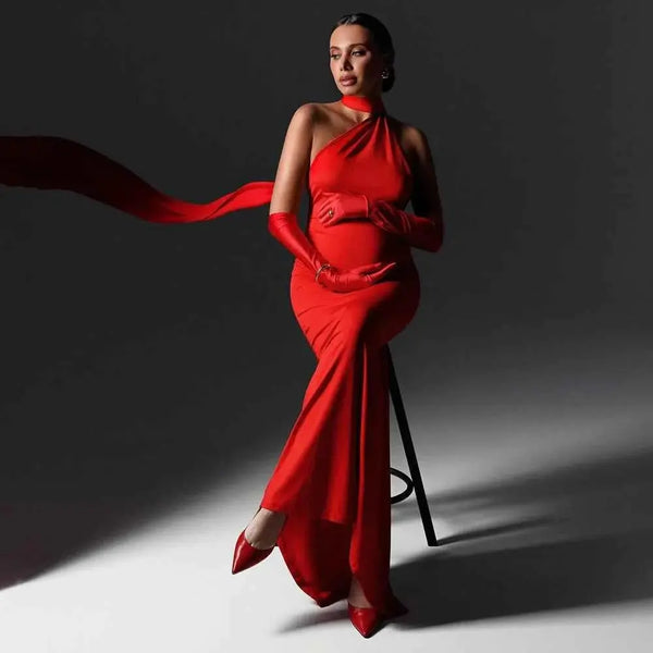 Schwangeres Abendkleid Fotoshooting – Sexy Rückenfreies Umstandskleid für die Babyparty und Schwangerschaftsfotografie