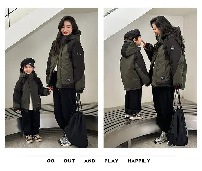 Family Matching Warm Clothes Winter Daughter Mother Thick Padded Coat Son Father Quilted Jacket Parents and Children Clothing - Mein Shop