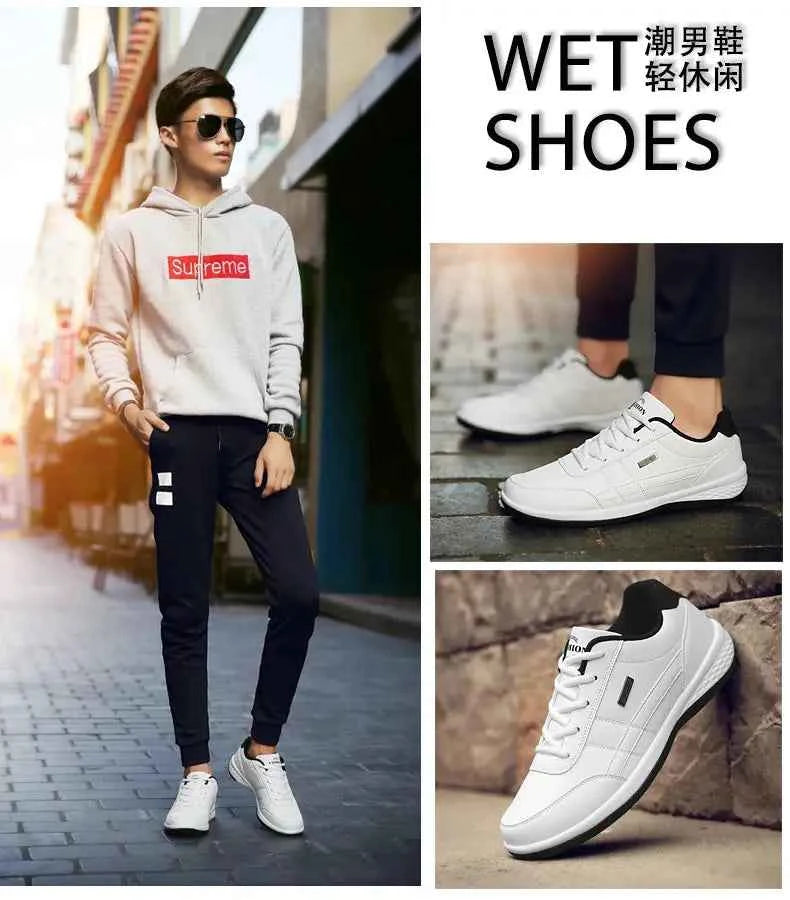 Leather Men Shoes Sneakers Trend Casual Shoe Italian Breathable Leisure Male Sneakers Non-slip Footwear Men Vulcanized Shoes