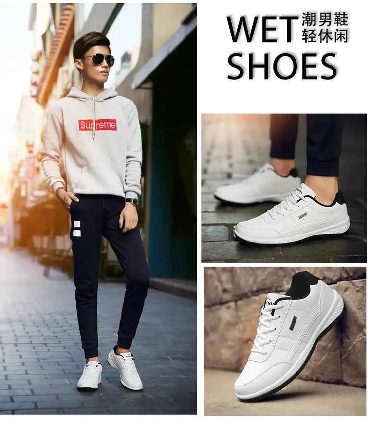 Leather Men Shoes Sneakers Trend Casual Shoe Italian Breathable Leisure Male Sneakers Non-slip Footwear Men Vulcanized Shoes