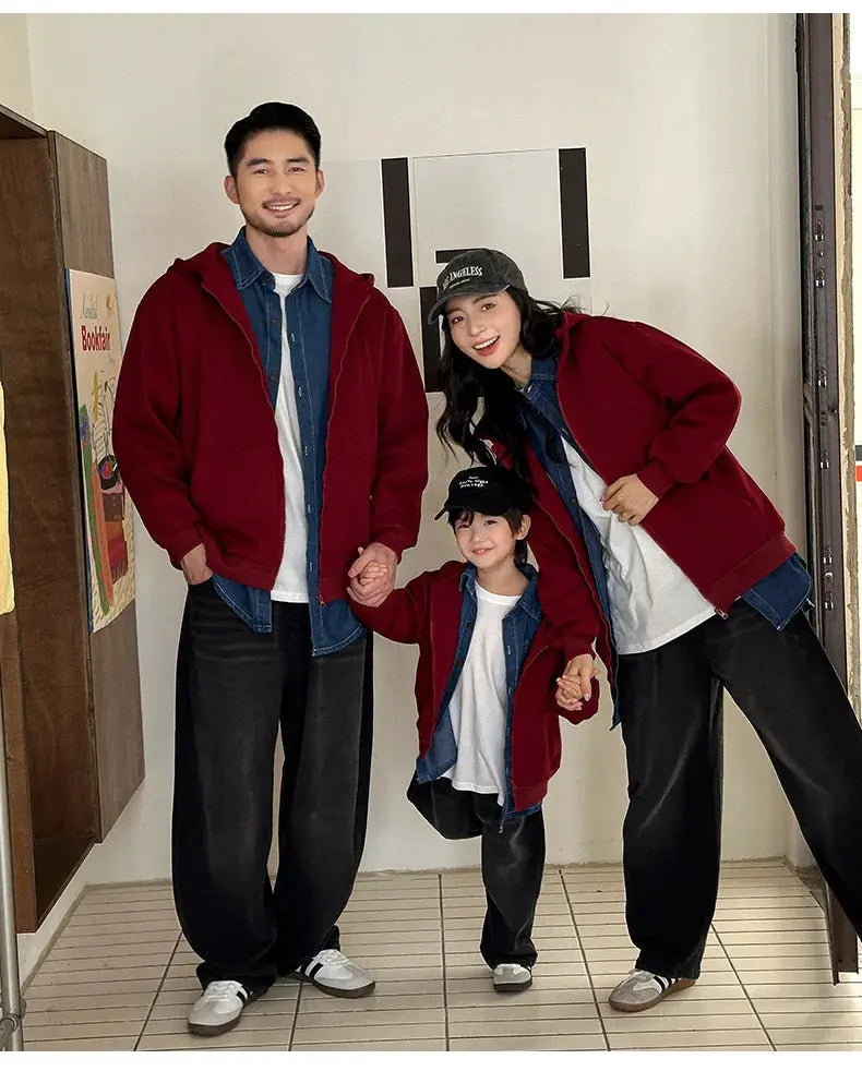 Winter Family Warm Jacket Parent-child Clothes Korea Fashion Father Mother and Daughter Son Baby Matching Thick Coat with Hooded - Mein Shop