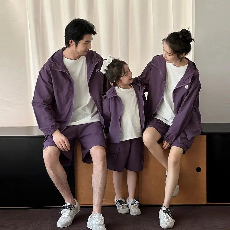 Family Matching Clothes Sets Men Women Baby Coat Shorts Suit Couples Kids Family Look Clothing Parent-Child Matching Costume