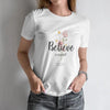 Women's Short-Sleeve T-Shirt Floral Inspirational Quote Print in Handwritten Style Ideal for Spring and Summer - Mein Shop