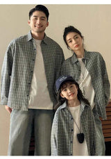 Matching Family Plaid Shirts Dad Mom and Boys Girls Fashion Clothes Korean Father Mother and Daughter Son Same Clothing Jacket