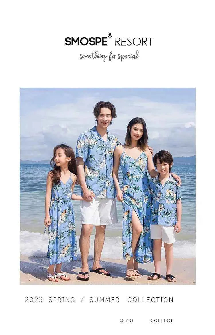 Beach Ware Clothes for Family Vacation 2025 Dad and Son Matching Shirts Oufits Sea Mom Daughter Equal Dresses Women Sexy Dress