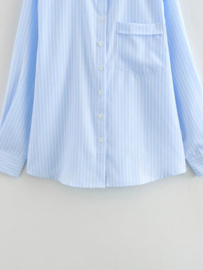 Women's Striped Blouse Multicolored Shirt Office Female's Top 2024 Summer Solid Shirt Elegant Comfortable Loose Fitting Shirts - Mein Shop