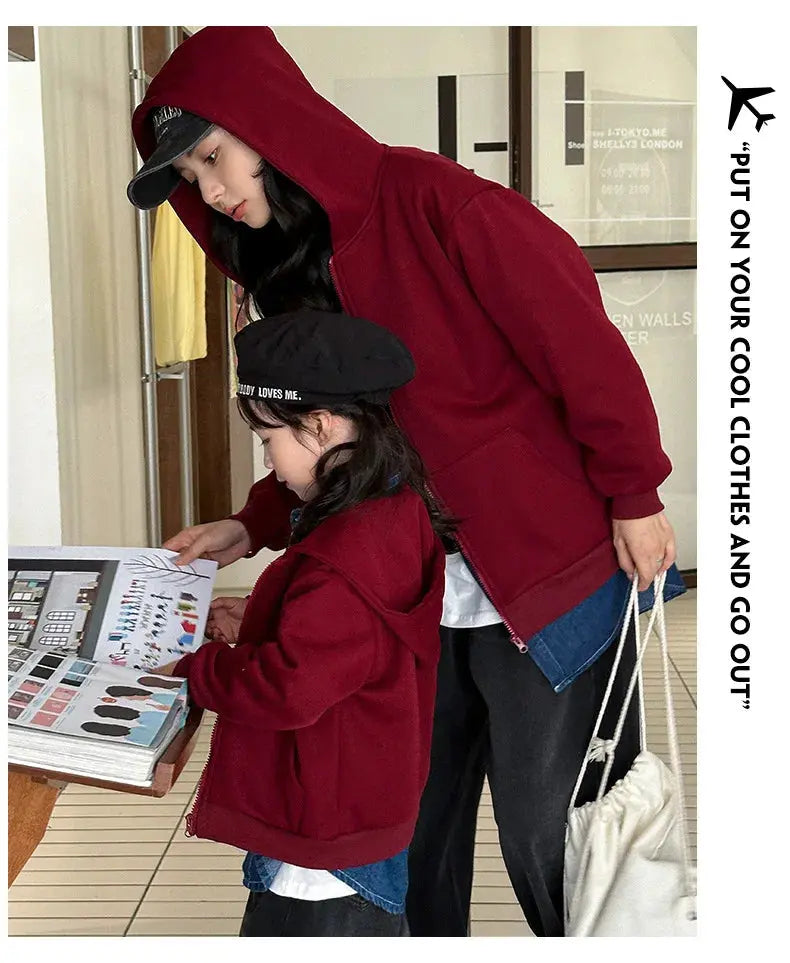 Winter Family Warm Jacket Parent-child Clothes Korea Fashion Father Mother and Daughter Son Baby Matching Thick Coat with Hooded - Mein Shop