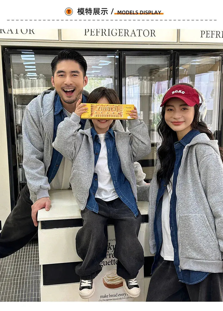 Winter Family Warm Jacket Parent-child Clothes Korea Fashion Father Mother and Daughter Son Baby Matching Thick Coat with Hooded - Mein Shop