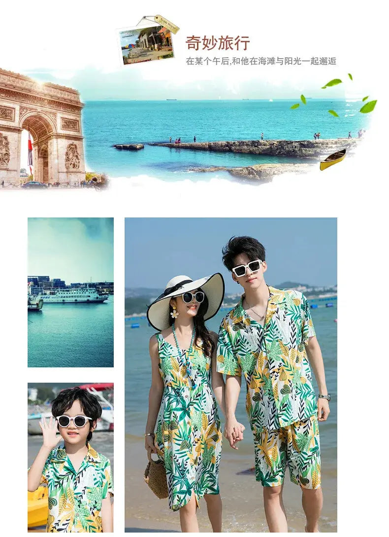Family Fashion Beach Father and Son Outfits Vacation Look Mother Daughter Baby Girl Dress Holiday Parents and Children Clothes Mein Shop