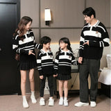 Sweater for The Whole Family Polo Knit Tops Fashion Mom and Daughter Child Girl Matching Jumper Dad and Son Baby Boy Knitwear - Mein Shop