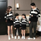 Sweater for The Whole Family Polo Knit Tops Fashion Mom and Daughter Child Girl Matching Jumper Dad and Son Baby Boy Knitwear