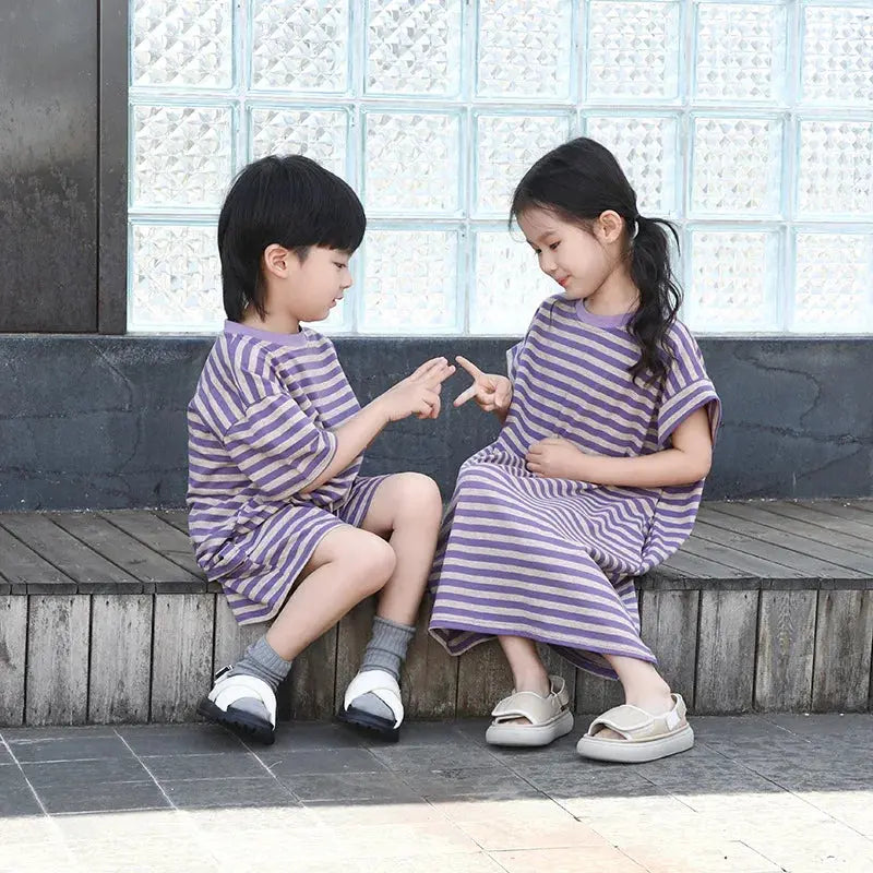 Family Look Clothes Mom and Daughter Same Dress Dad Short Sleeve T Shirts Mother and Son Kids Clothing Children Two Piece Outfit - Mein Shop