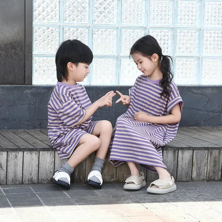 Family Look Clothes Mom and Daughter Same Dress Dad Short Sleeve T Shirts Mother and Son Kids Clothing Children Two Piece Outfit - Mein Shop