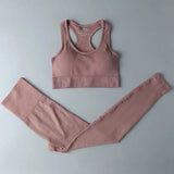 High Waist Elastic Seamless Yoga Wear Women Fitness Clothes Gym Clothing Workout Set Long Sleeve Crop Top Leggings Sports Suit - Mein Shop