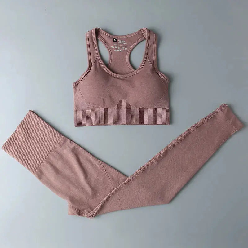 High Waist Elastic Seamless Yoga Wear Women Fitness Clothes Gym Clothing Workout Set Long Sleeve Crop Top Leggings Sports Suit - Mein Shop