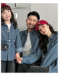 Family Cotton Denim Shirts Parent-child Fashion Clothes Mother and Daughter Jacket Korean Father and Son Same Stripe Coat Tops - Mein Shop