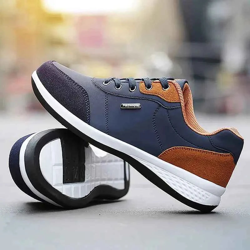 Leather Men Shoes Sneaker Trend Sports Running Breathable Men‘s Sneakers Non-slip Footwear Shoe for Male Walking Autumn