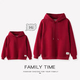Funny Family Red Hoodies Ear Winter Warm Parent-child Clothes Dad Mom Daughter Son Matching Thick Hooded Sweatshirts Pants Sets - Mein Shop