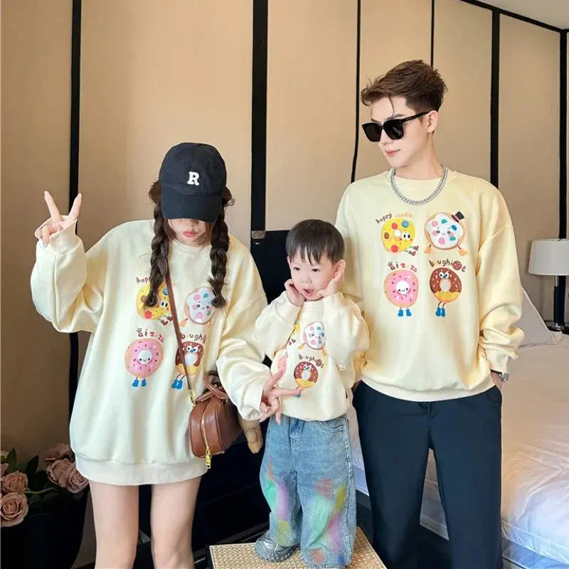Family Sweatshirts Fashion Father Mother and Children Tops Korean Mom Dad and Daughter Son Matching Clothes Baby Toddler Romper Mein Shop