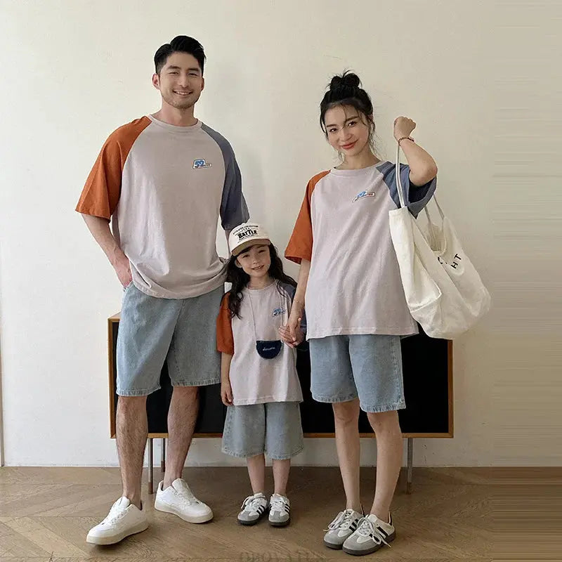Summer Vacation Wear Father Mother Kids Family Clothing Sets Tshirt Shorts 2PCS Family Look Outfits Couple Child Costume Suit - Mein Shop