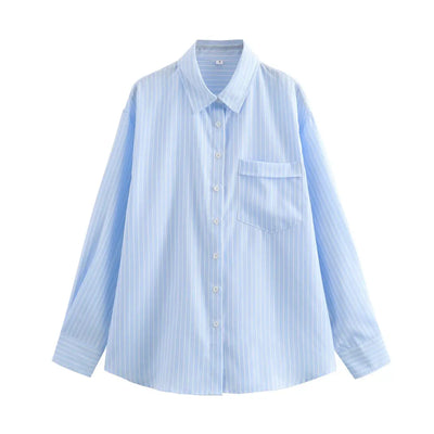 Women's Striped Blouse Multicolored Shirt Office Female's Top 2024 Summer Solid Shirt Elegant Comfortable Loose Fitting Shirts - Mein Shop