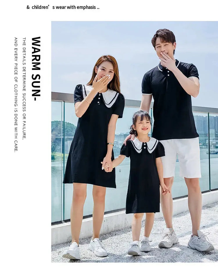 Coordinated Outfits for Family Matching Clothes Mother and Daughter Black Dress Father and Son Kid Shirt Outfits Dad Child Sets - Mein Shop